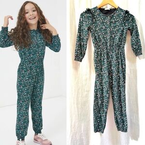 FATFACE Kids' Jess Evergreen Floral Print Jumpsuit size 7/8